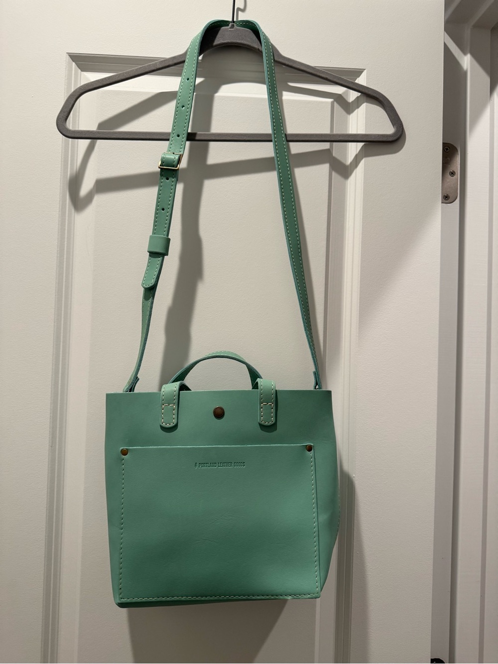 Portland Leather Mint Green Crossbody Tote